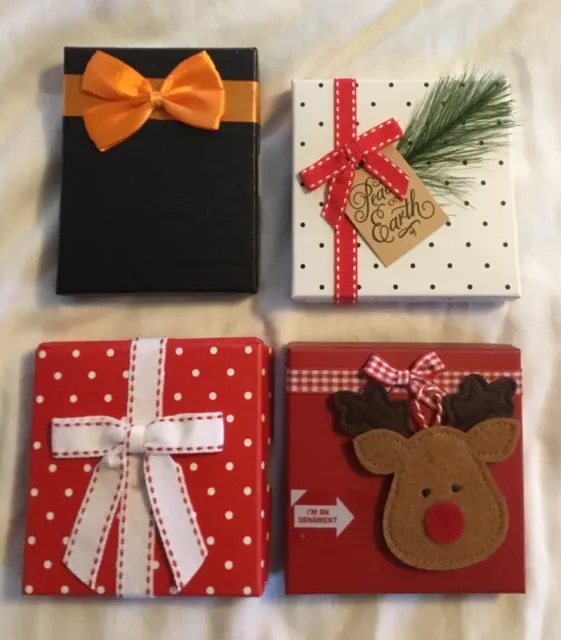 Amazon Gift Card Box (Set of 4) Christmas Holiday Reindeer Ornament (Empty Box)