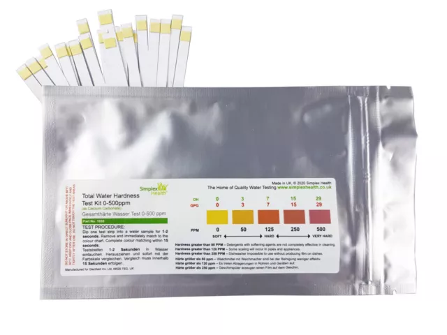 Total Water Hardness Test Strips Kit x 10  Drinking Water Softener Testing Setup