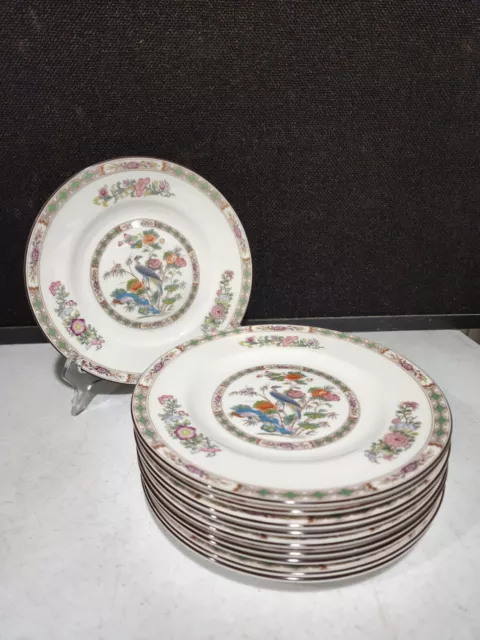 SET OF 10- Wedgwood England Bone China Kutani Crane R4464 Salad Plates 8"