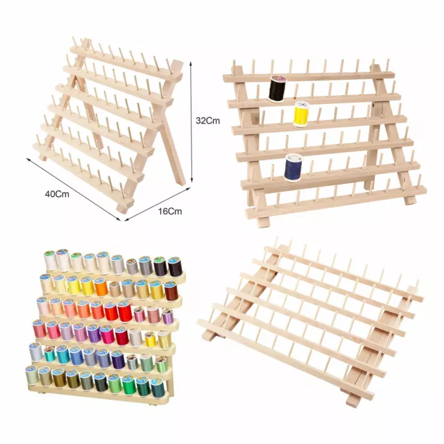 60 Spool Wood Sewing Thread Stand Organizer Craft Embroidery Rack Tailor Holder