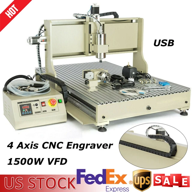 1.5KW USB 6040/6090 CNC Router 4 Axis Milling Machine Engraving Cutting Engraver