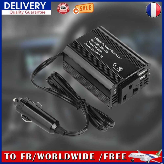 150W Automobile Inverter Converter 12V 110V/220V for Car Audio TV (Black EU)