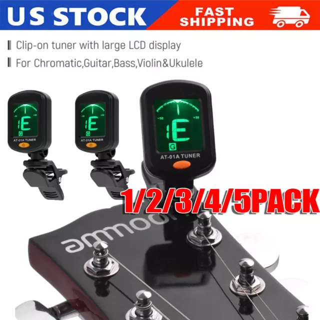 LCD Clip On Chromatic Acoustic Electric Guitar Bass Ukulele Banjo Violin Tuner