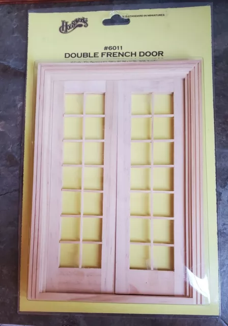 Dollhouse Miniature Double French Doors w/ Windows 1:12 Scale Interior Exteriors