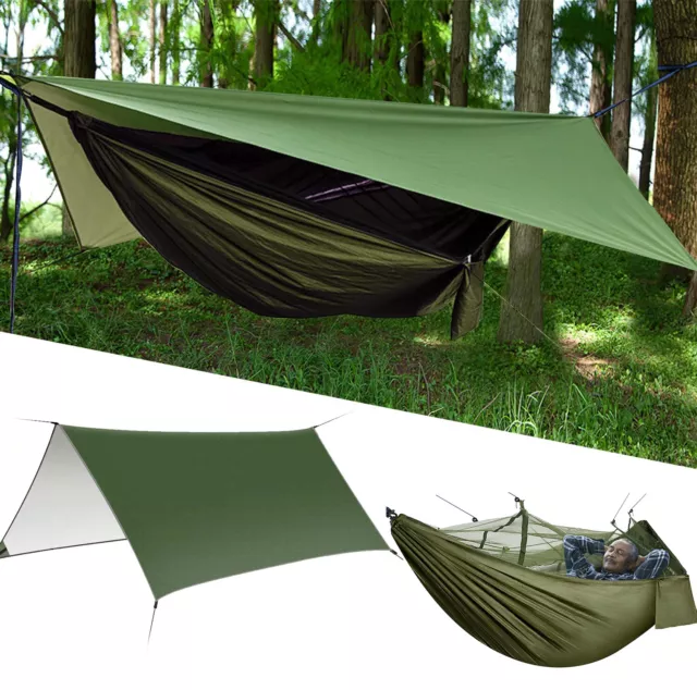 Camping Hammock with Mosquito Net and Tent Tarp Rain Fly Sheter Outdoor Hiking