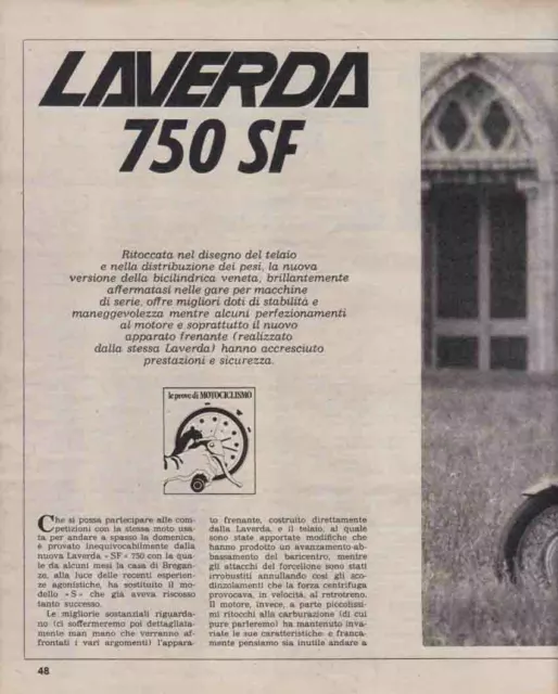 advertising Pubblicità TEST MOTO LAVERDA 750 SF '70 MAXIMOTO MOTO ITALIANE EPOCA