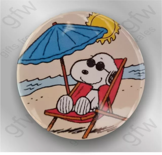 Snoopy chilling in the sun! - Large Button Badge - 58mm diam