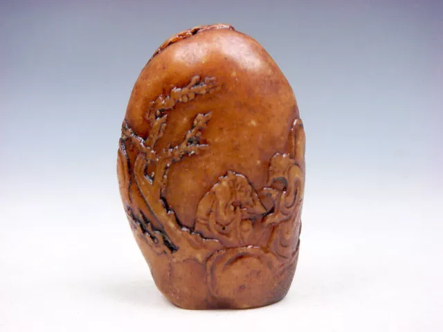 Vintage Stone Carved Mountain Shaped Paperweight Scenery & Figurine #09032302