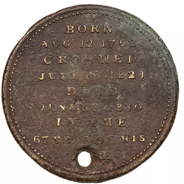 1830 King George Iv Bronze Death Medal / Medalet (#4144)