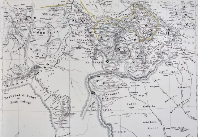 1847 Flemming Map - Northeast Africa - Darfur Sudan Chad Ethiopia Gondar Eritrea 2