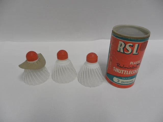 Lot "3" Vintage RSL Badminton Shuttlecocks Outdoor With Container (A3)