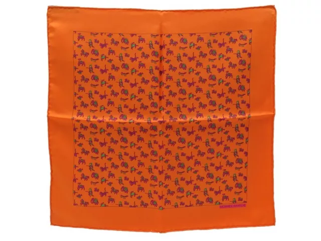 Neuf Foulard Hermes Chasse En Inde Gavroche Twill De Soie Orange Silk Scarf 210€