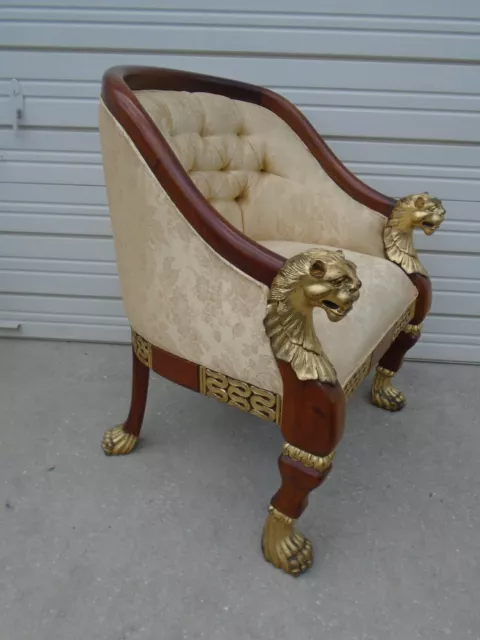 Asian  Lion Head Lounge Chair Foo Dog paw Regency Louis XVI Chinoiserie Versace