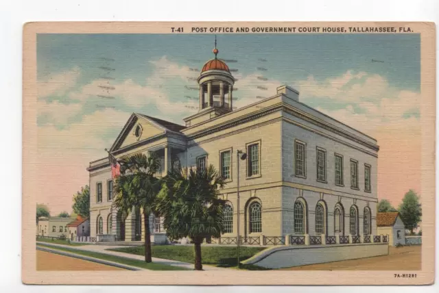 1941 Post Office and Court House Tallahassee Florida Vintage Postcard