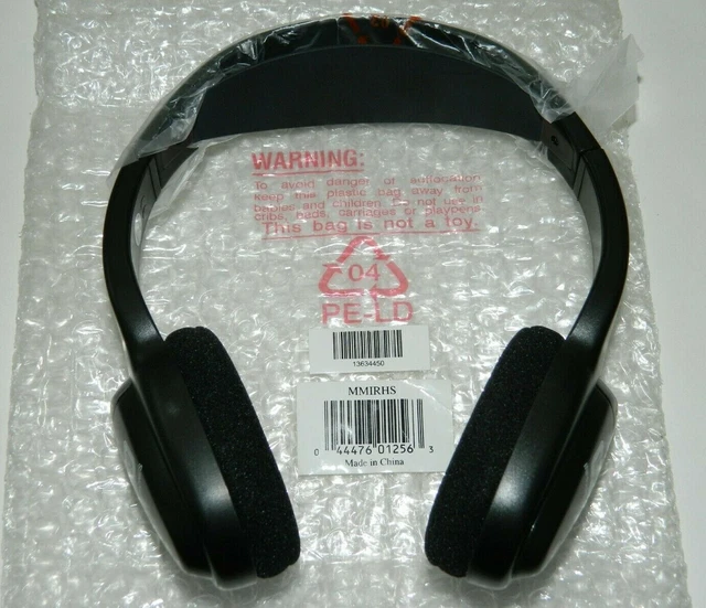 NEW Audiovox MMIRHS Movies 2 Go Wireless IR Infrared Stereo Headphones