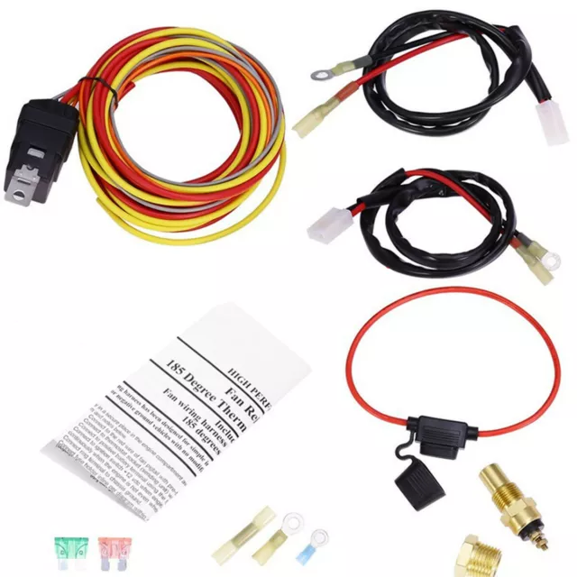 Dual Electric Fan Wiring Kit Harness Thermostat Switch Relay Fuse Block For Car