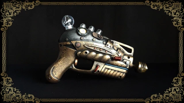 Steampunk Ray Gun Pistola retrò costume LARP accessorio cosplay - VEDI VIDEO