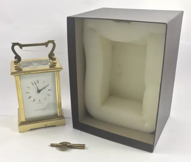 FRASER HART Brass Carriage Mantel Clock Timepiece with Key  Working Order