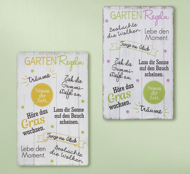 SCHILD GARTEN REGELN bunt mit Spruch 30 x 19 cm (G68678) Gartendeko