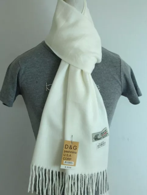 DG Men's Winter Scarf Solid White Cashmere-Feel,Warm Soft**Unisex