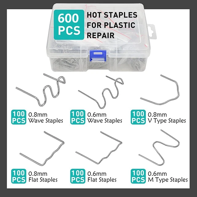 600X Caldo Principale Saldatore Cucitrice 6 Tipi Diametro 0.6mm Plastica Acciaio