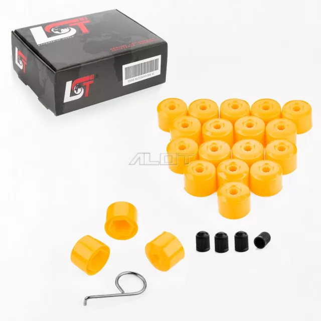 20x Tapas Cubierta Tapones de Tornillos de Rueda Kit Amarillo 17MM