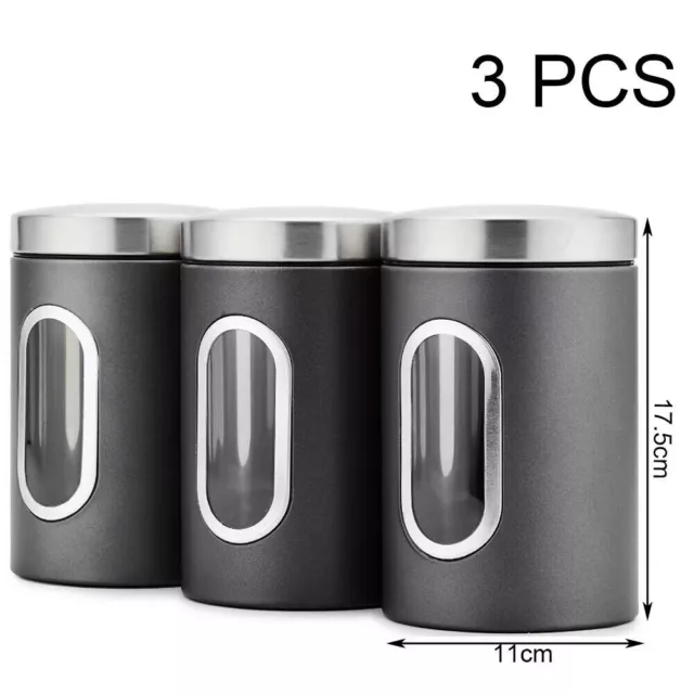 3pcs/set Tea Coffee Sugar Storage Canisters Jars Pot Kitchen Container Tins Jar