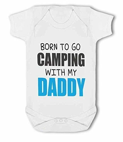Born to go Camping with my Daddy/Mummy rosa/blu - Gilet bambino di BWW Print Ltd