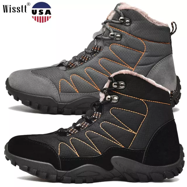 Men's Hiking Winter Snow Boots Work Shoes Sports Waterproof Fur Lined Outdoor DM
