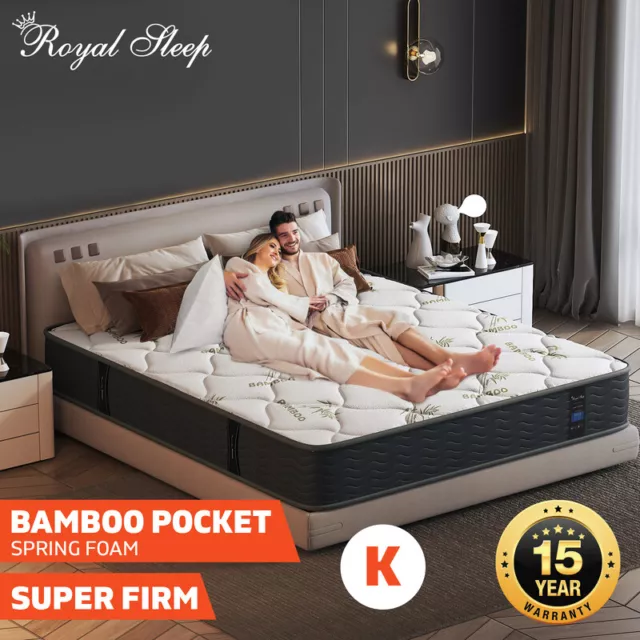 Royal Sleep Mattress King Size Extra Firm Bamboo Pocket Spring Foam Super