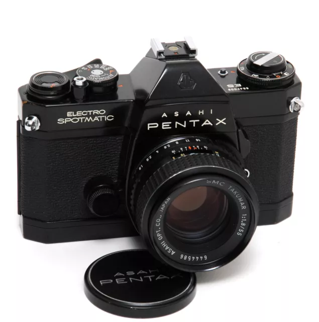 Asahi Pentax Electro Spotmatic ES camera black w. SMC Takumar 1.8/55mm clean gl