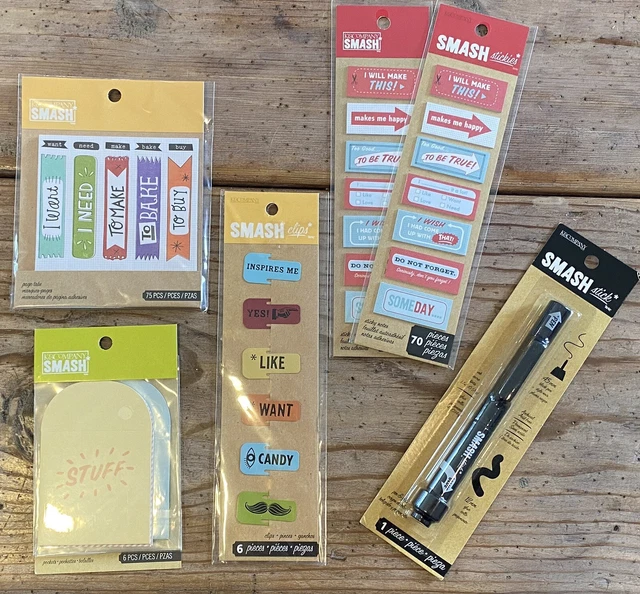 K & Company SMASH Lote de 6 piezas: PALO, BOLSILLOS, PESTAÑAS, CLIPS, PEGATINAS Todo Nuevo