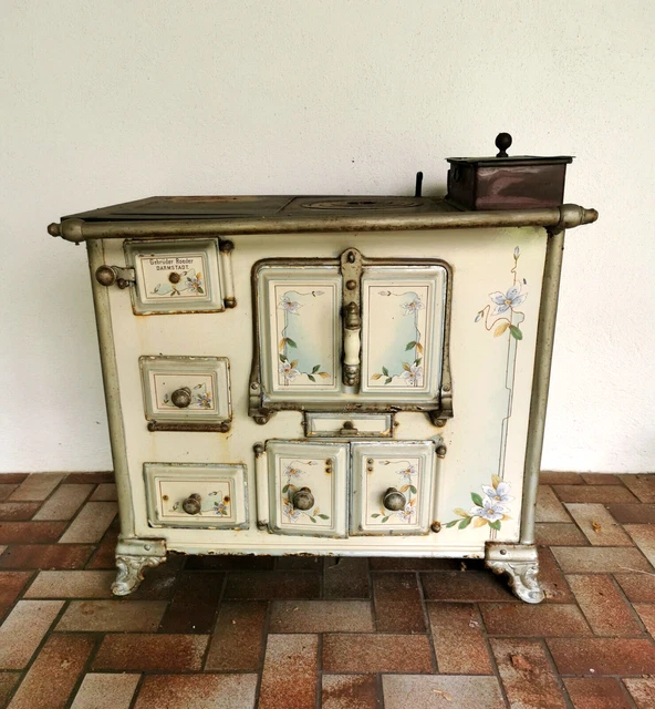 Cuisinière à Pétrole Vintage GEORG HALLER - Fonte émaillée Verte, Vers 1900-1920 - Occasion Fonctionnelle