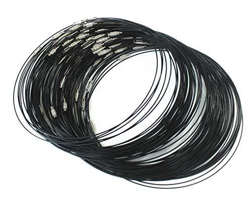 10pcs Steel Wire Choker Necklace Screw Clasps Black