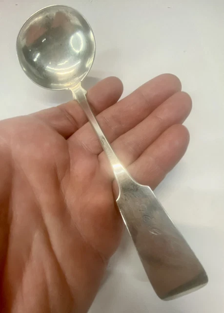 Antique Philo Dubois Buffalo NY Solid Coin Silver Gravy Ladle 6.75” New York