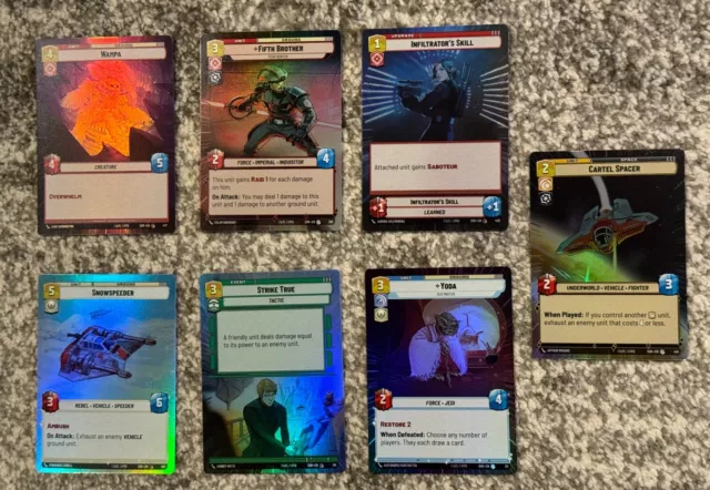 Star Wars Unlimited Hyperspace Foil LOT X 7 Yoda, Fifth Brother, Cartel + More