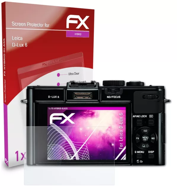 atFoliX Glass Protective Film for Leica D-Lux 6 Glass Protector 9H Hybrid-Glass