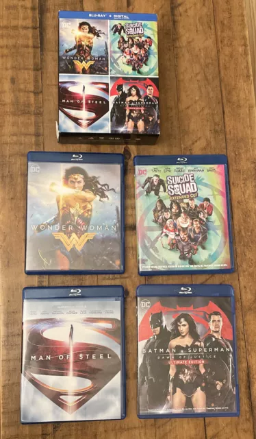 DC 4 Films Blu-ray Set Wonder Woman,Suicide Squad,Batman V Superman,Man of Steel