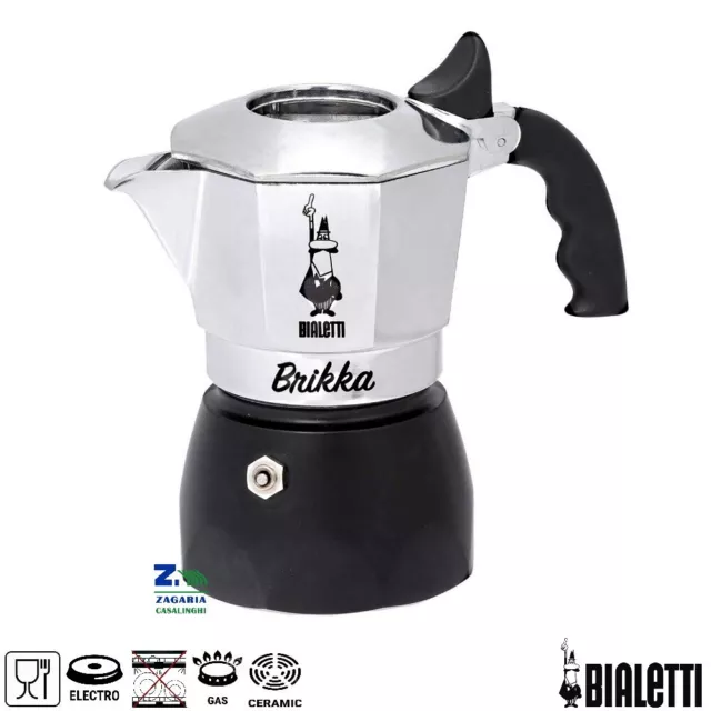 Caffettiera Nuova Brikka 2 Tz Bialetti Caffe' Espresso Piu' Cremoso Come Al Bar