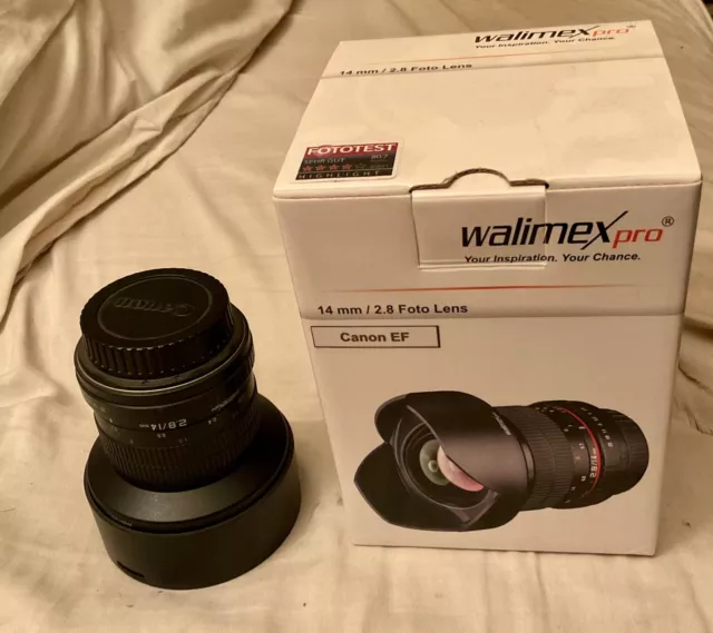 Walimex Pro 14 mm f1:2,8 Festbrennweite, Weitwinkelobjektiv für Canon