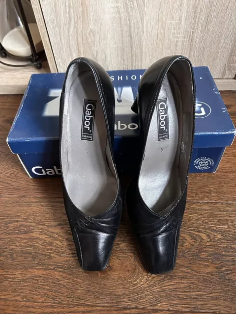 Zapatos Gabor talla 5 para mujer cuero de corte negros tacón en caja oficina inteligentes