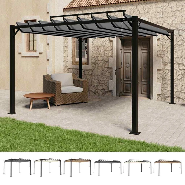 Pavillon mit Lamellendach Stoff Aluminium Überdachung mehrere Auswahl vidaXL