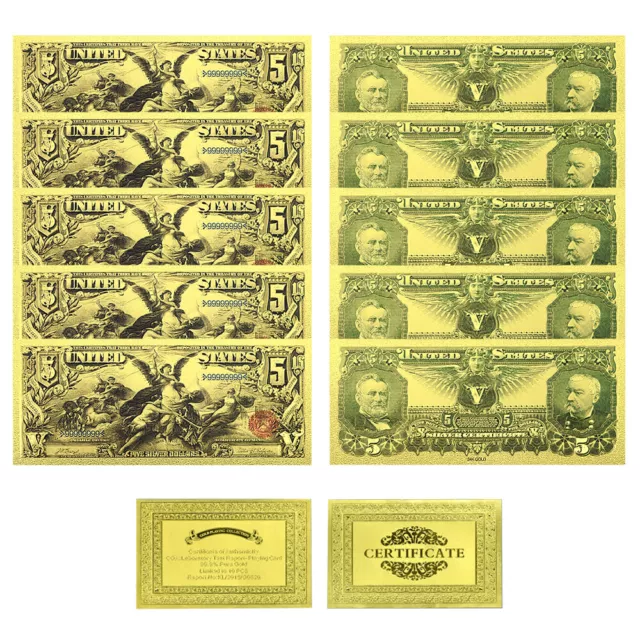 10pcs Us Five Dollars Banknotes Notes Reserve Bill Art Plastic Money Art Money