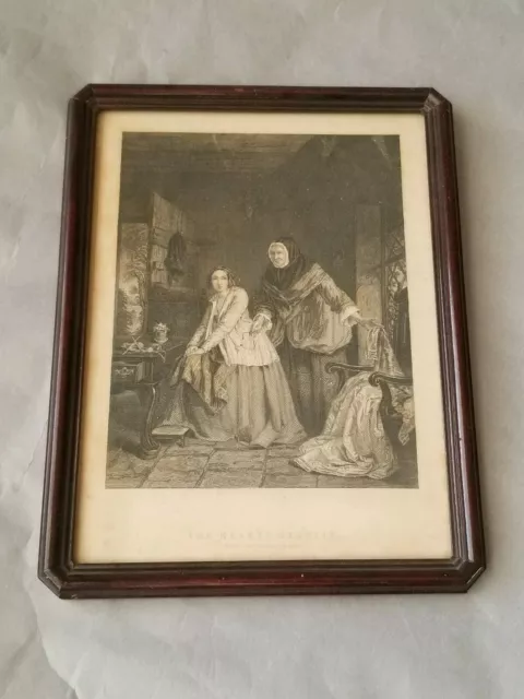 Antique 19th Century Engraving The Hearts Resolve Framed Picture