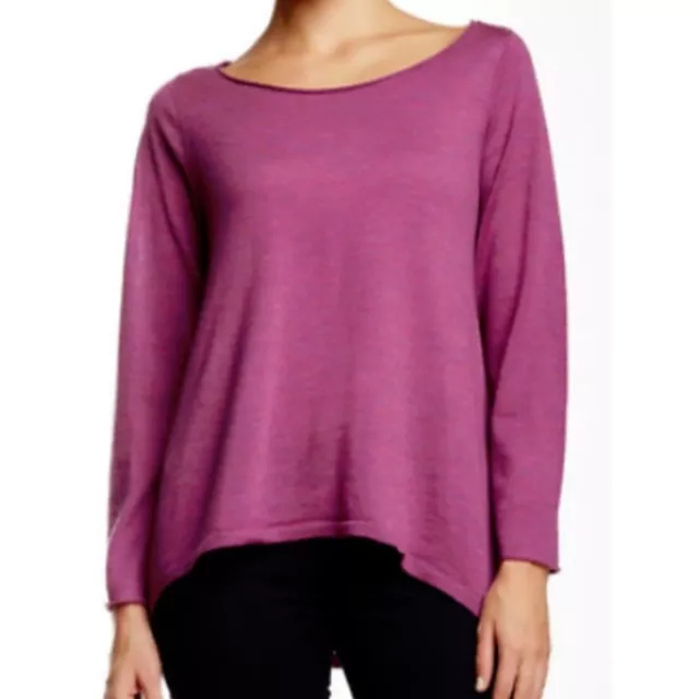 Eileen Fisher Ballet Neck Merino Wool Sweater Purple Women's Large