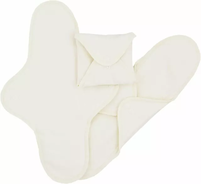 Almohadillas menstruales reutilizables de algodón orgánico reutilizables con alas (regulares, naturales)