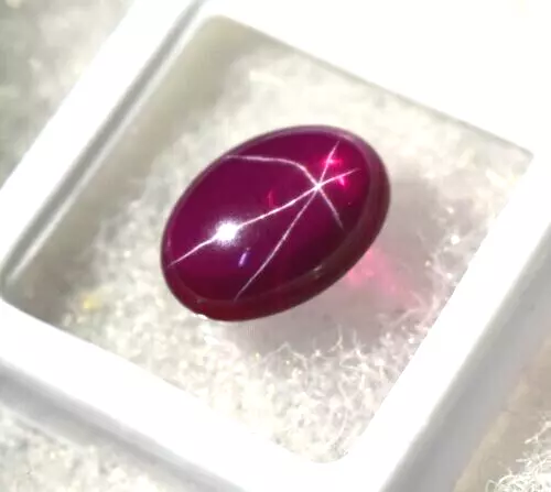 Loose Gemstone Natural 6 Rays Red Star Ruby 8.80 Ct Oval Cabochon Certified