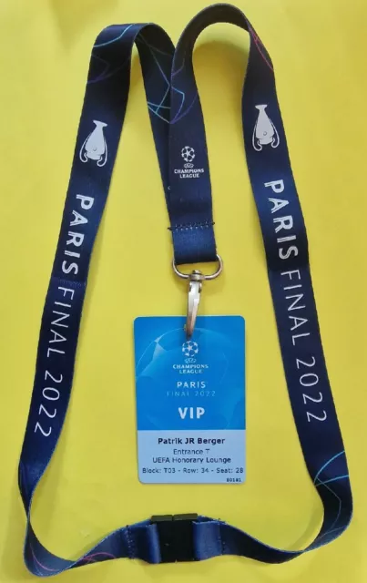 VIP PASS Patrik JR Berger 2022 UEFA Champions League Final Liverpool Real Madrid