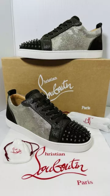 AUTH CHRISTIAN LOUBOUTIN ALPINO Louis Junior Spikes FLAT SNEAKERS Size 43