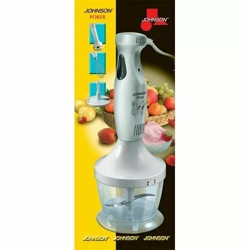 Johnson Frullatore Immersione Con Ciotola Tritatutto Sbattitore Elettrico 180W .